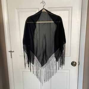 Chic Black Fringe Shawl